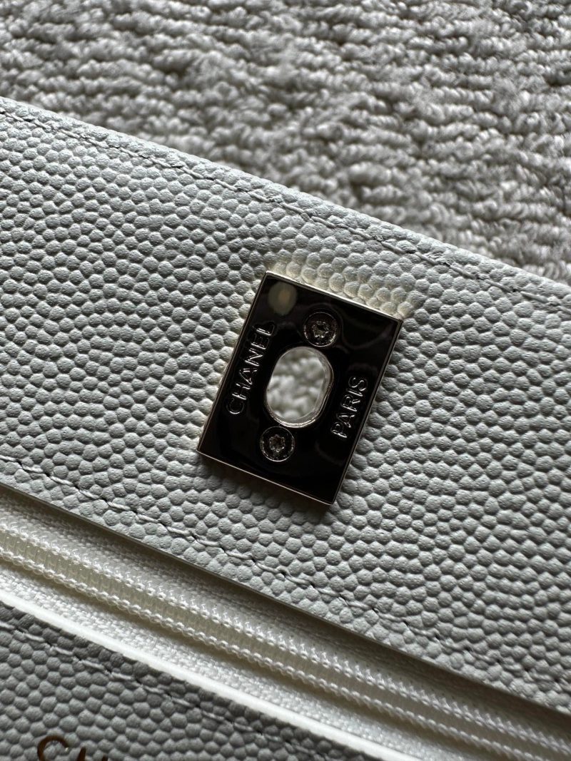 Chanel 2025 Trendy CC Wallet on Chain 19cm Bag White Caviar Leather 320292
