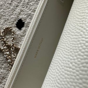 Chanel 2025 Trendy CC Wallet on Chain 19cm Bag White Caviar Leather 320292