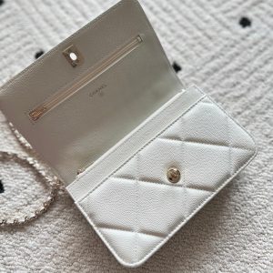 Chanel 2025 Trendy CC Wallet on Chain 19cm Bag White Caviar Leather 320292