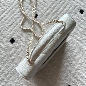 Chanel 2025 Trendy CC Wallet on Chain 19cm Bag White Caviar Leather 320292