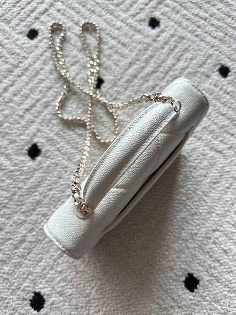 Chanel 2025 Trendy CC Wallet on Chain 19cm Bag White Caviar Leather 320292