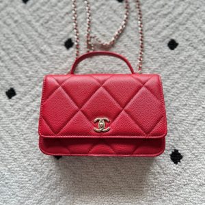 Chanel 2025 Trendy CC Wallet on Chain 19cm Bag Red Caviar Leather 320293