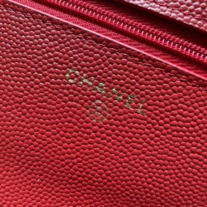 Chanel 2025 Trendy CC Wallet on Chain 19cm Bag Red Caviar Leather 320293