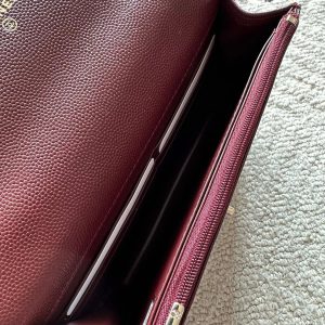 Chanel 2025 Trendy CC Wallet on Chain 19cm Bag Burgundy Caviar Leather 320294