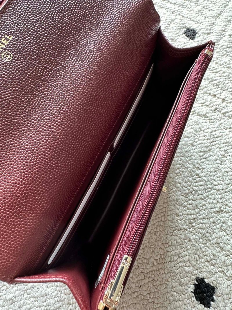 Chanel 2025 Trendy CC Wallet on Chain 19cm Bag Burgundy Caviar Leather 320294