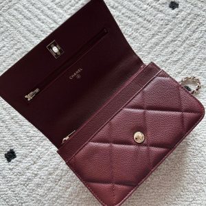 Chanel 2025 Trendy CC Wallet on Chain 19cm Bag Burgundy Caviar Leather 320294