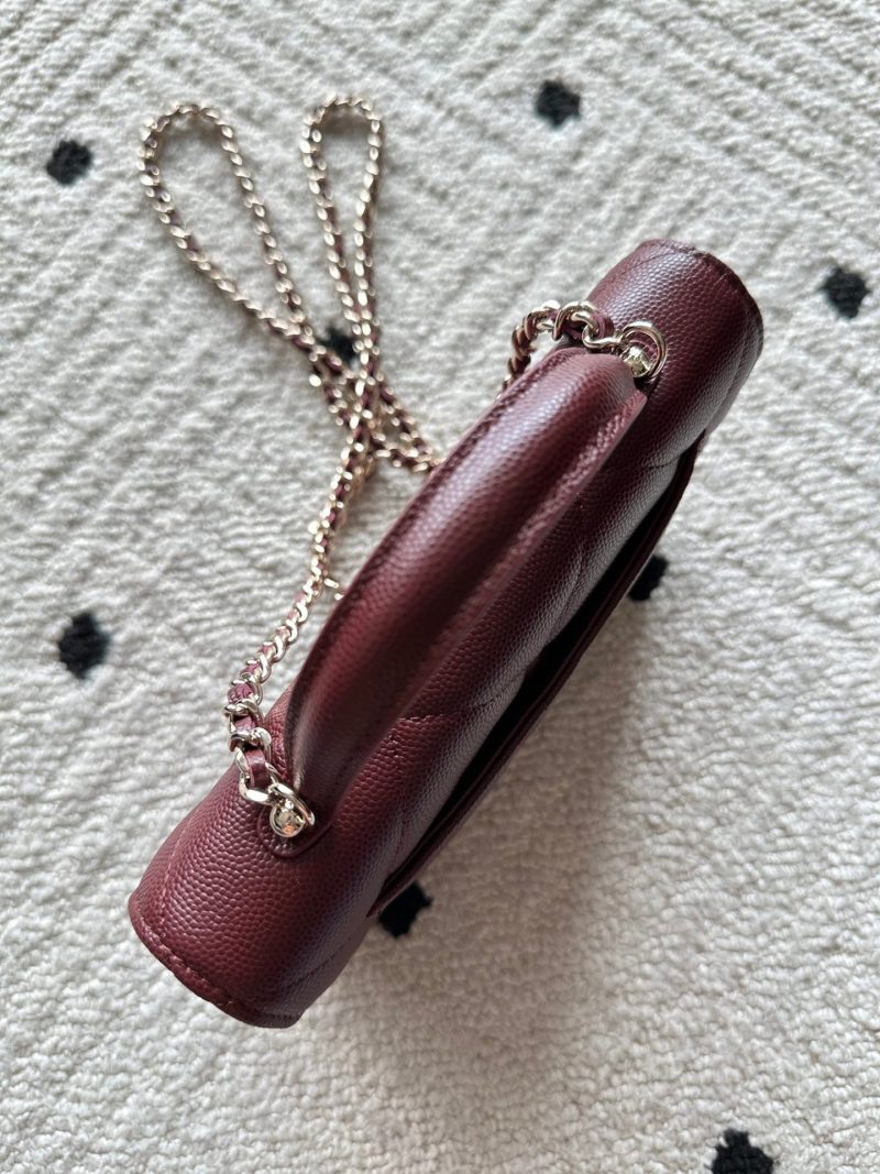 Chanel 2025 Trendy CC Wallet on Chain 19cm Bag Burgundy Caviar Leather 320294