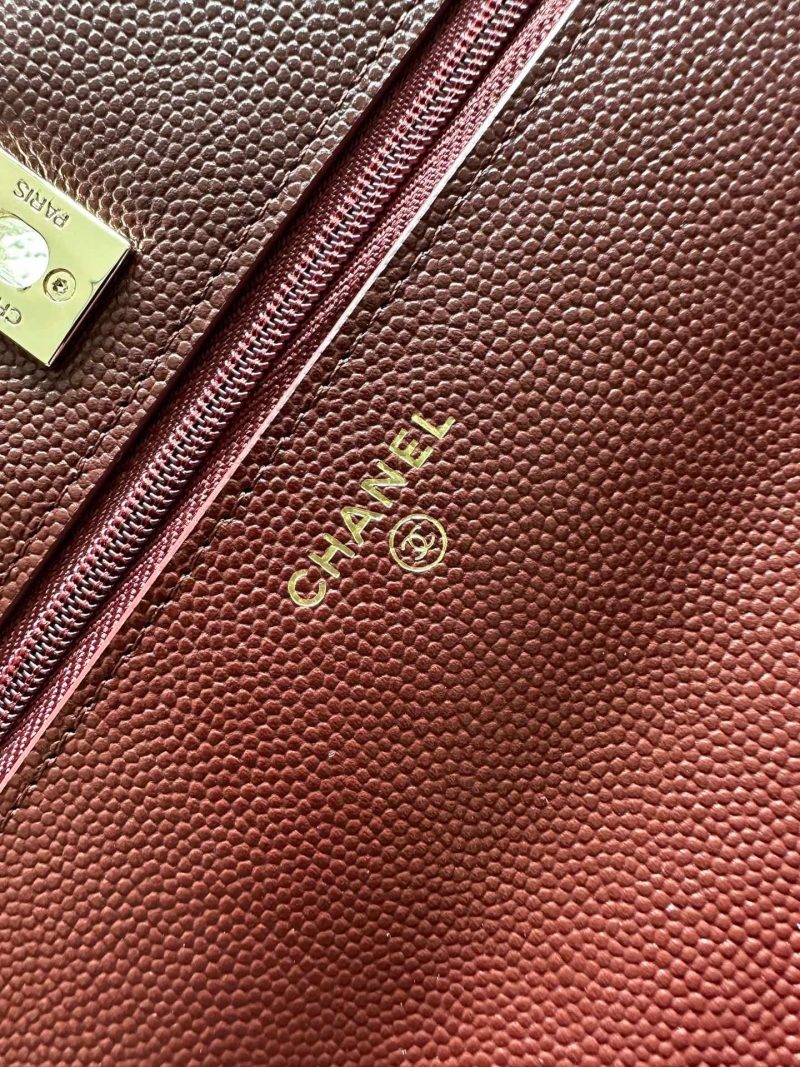 Chanel 2025 Trendy CC Wallet on Chain 19cm Bag Burgundy Caviar Leather 320294