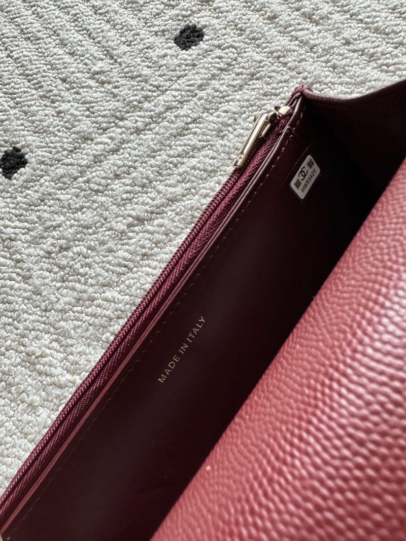 Chanel 2025 Trendy CC Wallet on Chain 19cm Bag Burgundy Caviar Leather 320294