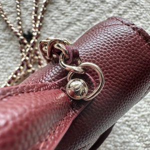 Chanel 2025 Trendy CC Wallet on Chain 19cm Bag Burgundy Caviar Leather 320294