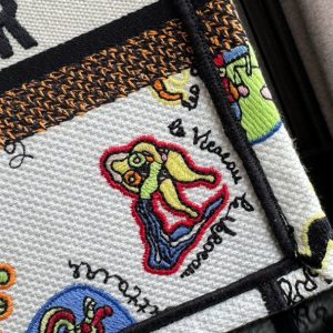 Small CD Book Tote 26.5cm White Multicolor Dragon Zodiac Embroidery