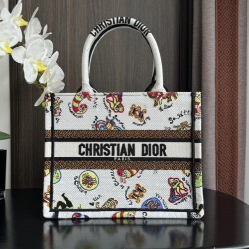 img_0faadb7d_20240122_i1705903508_6480_0_jpg Small CD Book Tote 26.5cm White Multicolor Dragon Zodiac Embroidery