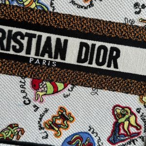 Small CD Book Tote 26.5cm White Multicolor Dragon Zodiac Embroidery