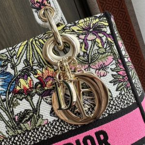 medium lady 24 black pink flower embroidery