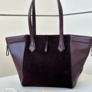 ORIGAMI MEDIUM 27 IN WINE RED LAMBSKIN AND SUEDE