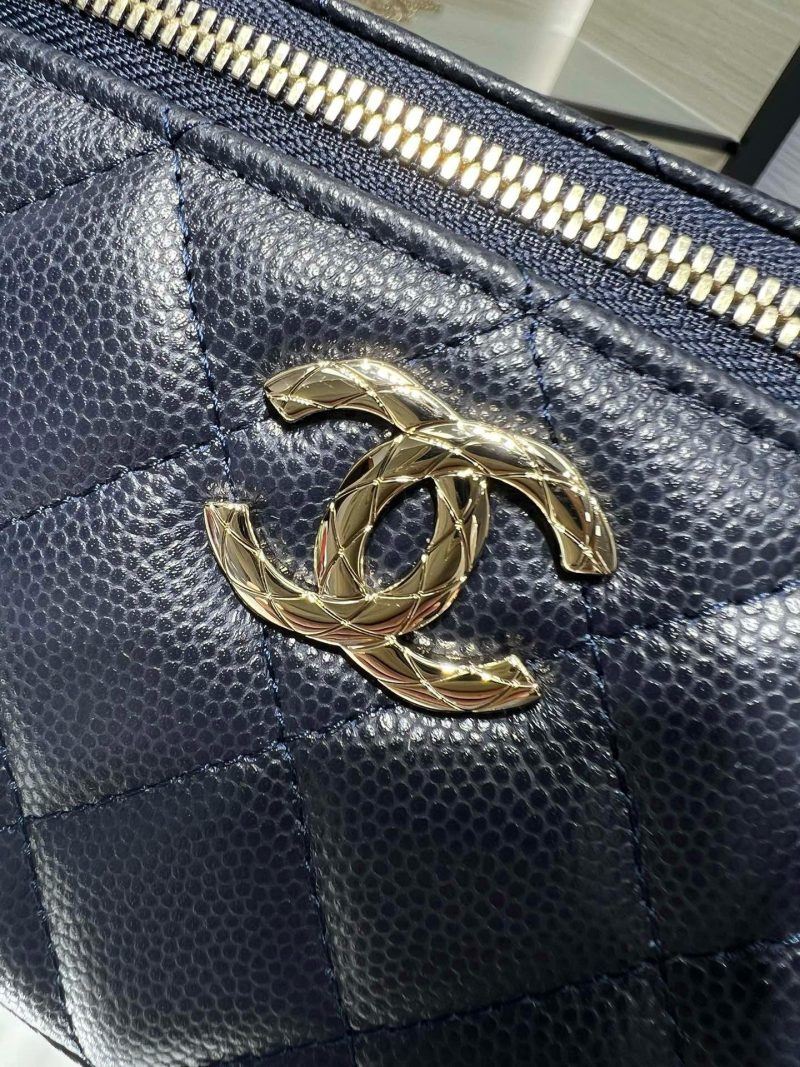 CC 25S Small Vanity 17cm Dark Blue Grained Calfskin Light Gold Hardware