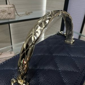 CC 25S Small Vanity 17cm Dark Blue Grained Calfskin Light Gold Hardware