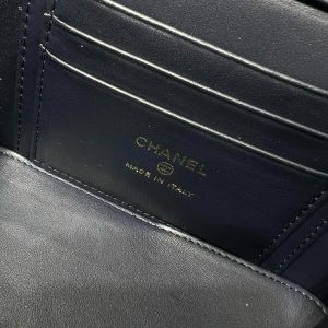 CC 25S Small Vanity 17cm Dark Blue Grained Calfskin Light Gold Hardware