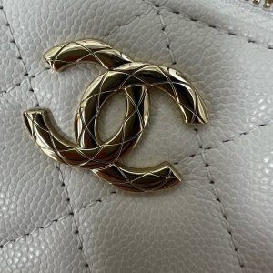 CC 25S Small Vanity 17cm White Grained Calfskin Light Gold Hardware