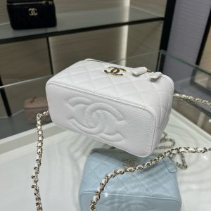 CC 25S Small Vanity 17cm White Grained Calfskin Light Gold Hardware