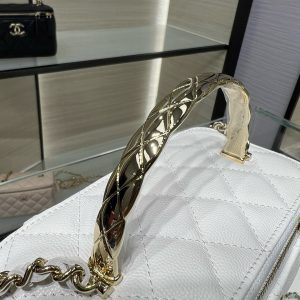 CC 25S Small Vanity 17cm White Grained Calfskin Light Gold Hardware