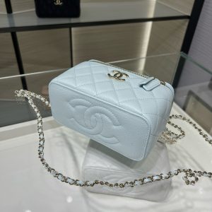 CC 25S Small Vanity 17cm Cloud Blue Grained Calfskin Light Gold Hardware