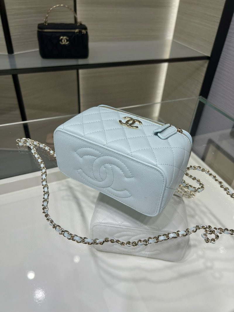 CC 25S Small Vanity 17cm Cloud Blue Grained Calfskin Light Gold Hardware