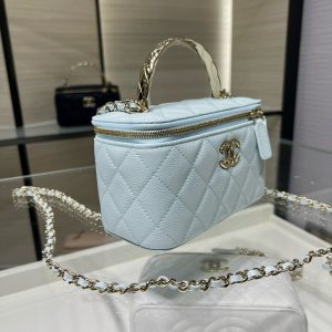 CC 25S Small Vanity 17cm Cloud Blue Grained Calfskin Light Gold Hardware