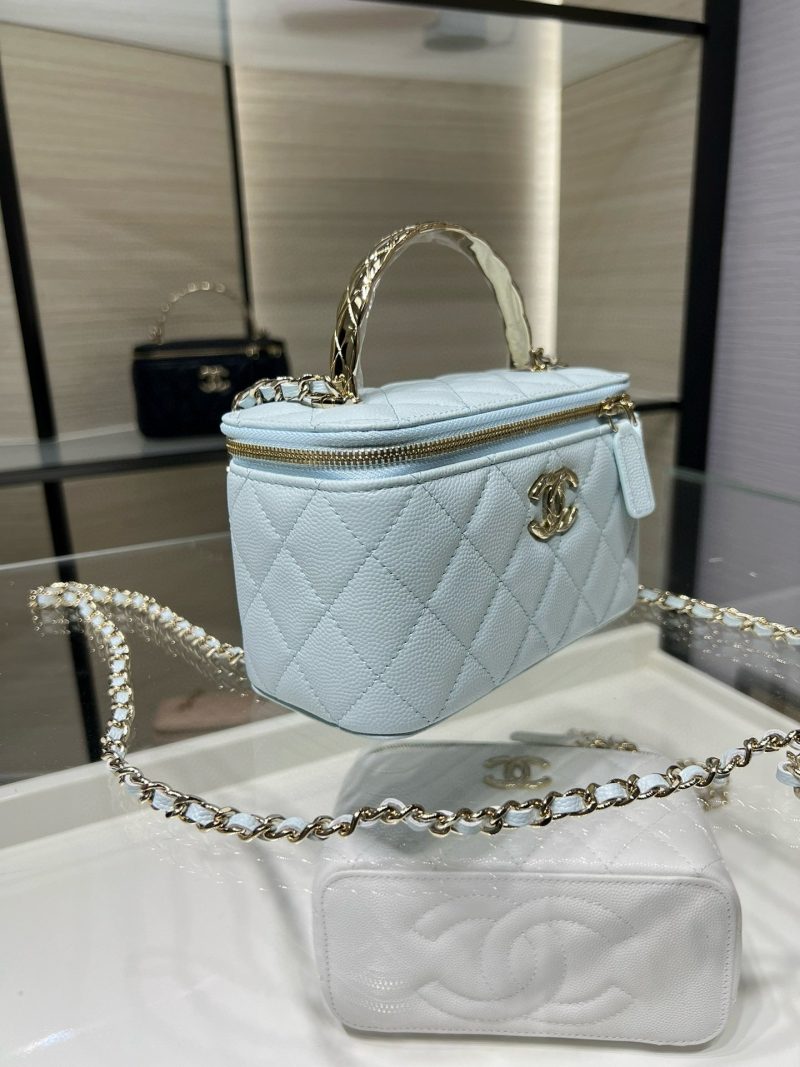 CC 25S Small Vanity 17cm Cloud Blue Grained Calfskin Light Gold Hardware