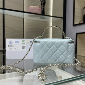 CC 25S Small Vanity 17cm Cloud Blue Grained Calfskin Light Gold Hardware