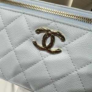 CC 25S Small Vanity 17cm Cloud Blue Grained Calfskin Light Gold Hardware