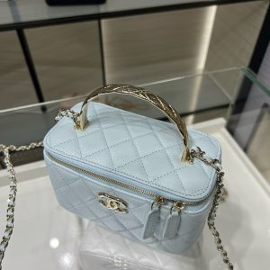 CC 25S Small Vanity 17cm Cloud Blue Grained Calfskin Light Gold Hardware