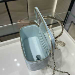 CC 25S Small Vanity 17cm Cloud Blue Grained Calfskin Light Gold Hardware