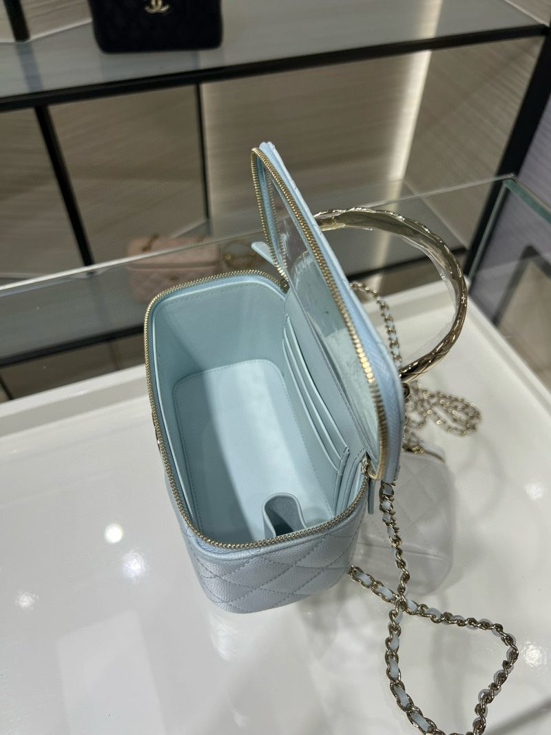 CC 25S Small Vanity 17cm Cloud Blue Grained Calfskin Light Gold Hardware