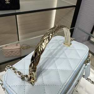 CC 25S Small Vanity 17cm Cloud Blue Grained Calfskin Light Gold Hardware