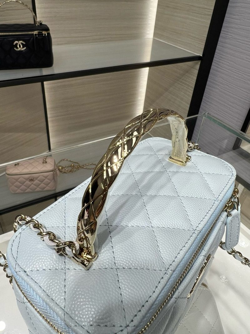 CC 25S Small Vanity 17cm Cloud Blue Grained Calfskin Light Gold Hardware