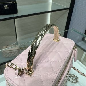 CC 25S Small Vanity 17cm Pink Grained Calfskin Light Gold Hardware
