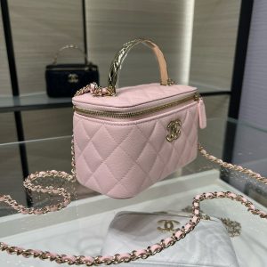 CC 25S Small Vanity 17cm Pink Grained Calfskin Light Gold Hardware