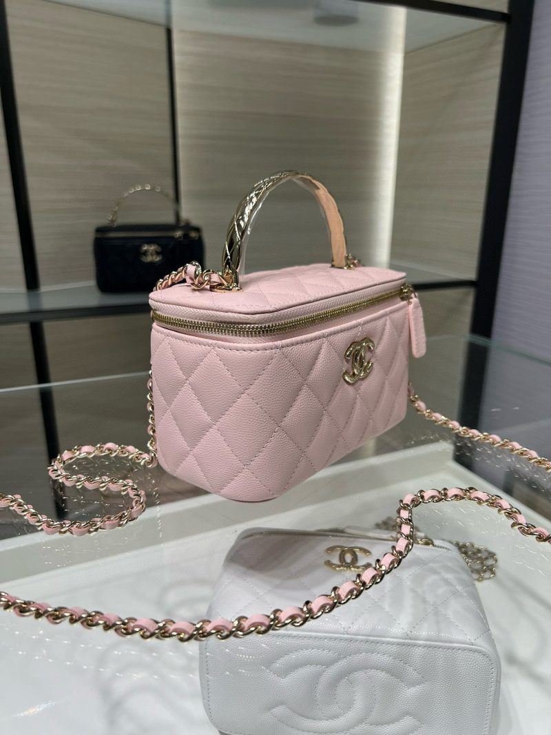 CC 25S Small Vanity 17cm Pink Grained Calfskin Light Gold Hardware