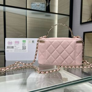 CC 25S Small Vanity 17cm Pink Grained Calfskin Light Gold Hardware