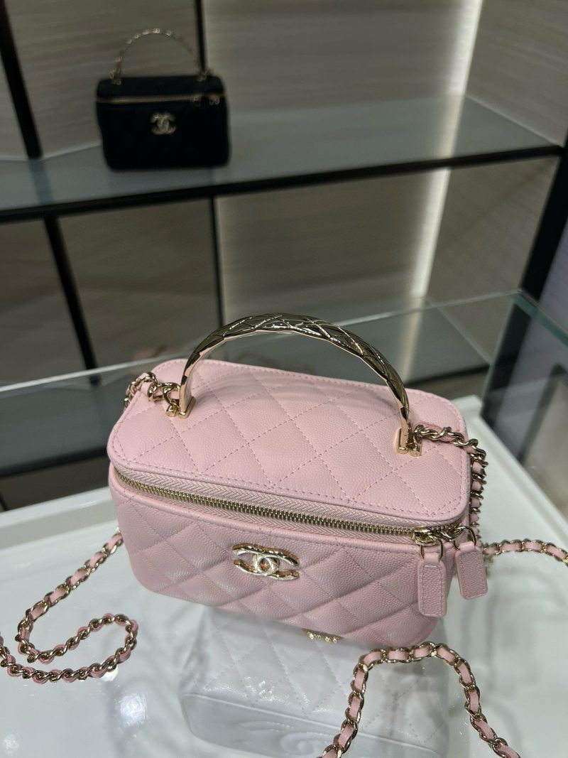 CC 25S Small Vanity 17cm Pink Grained Calfskin Light Gold Hardware