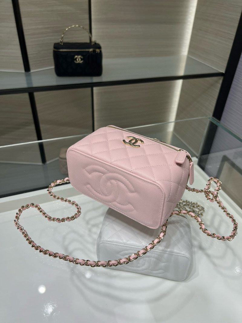 CC 25S Small Vanity 17cm Pink Grained Calfskin Light Gold Hardware