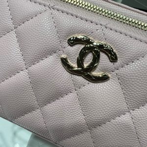 CC 25S Small Vanity 17cm Pink Grained Calfskin Light Gold Hardware