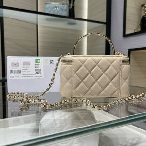 CC 25S Small Vanity 17cm Beige Grained Calfskin Light Gold Hardware