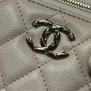 CC 25S Small Vanity 17cm Beige Grained Calfskin Light Gold Hardware