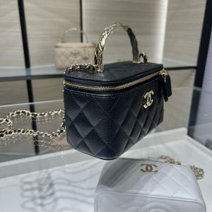 CC 25S Small Vanity 17cm Black Grained Calfskin Light Gold Hardware