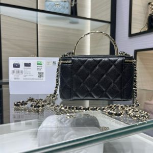 CC 25S Small Vanity 17cm Black Grained Calfskin Light Gold Hardware