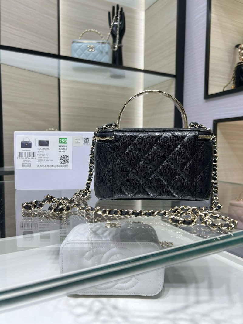 CC 25S Small Vanity 17cm Black Grained Calfskin Light Gold Hardware