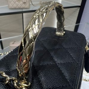 CC 25S Small Vanity 17cm Black Grained Calfskin Light Gold Hardware