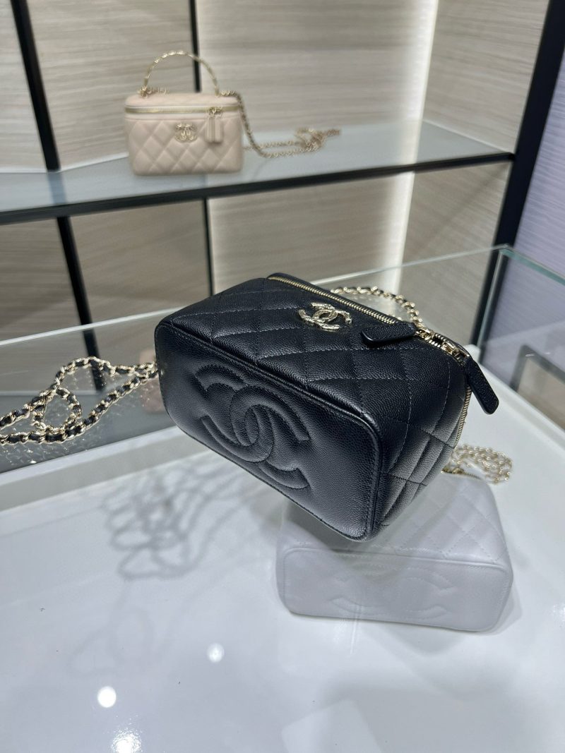 CC 25S Small Vanity 17cm Black Grained Calfskin Light Gold Hardware